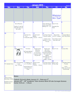 January calendar 2016 - January 2016 Printable Calendar Blank January 2016 Calendar - holy-trinity-school