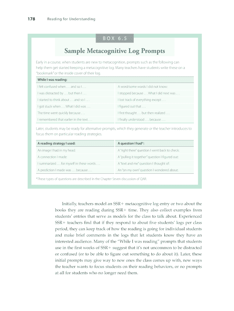 Fillable Online Sample Metacognitive Log Prompts Fax Email Print ...