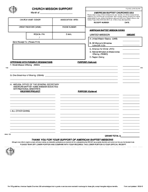 Or cr sample - New Church Mission Support Form blank - American Baptist - abcrgr