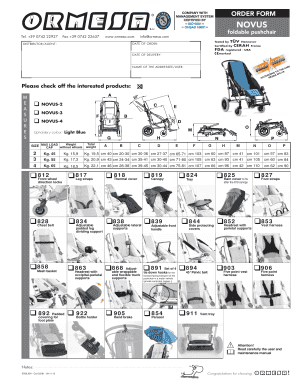 Novus Pushchair Order Form