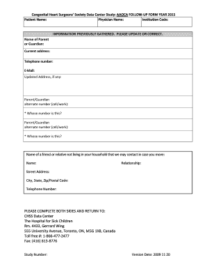 Marriage form - Congenital Heart Surgeons Society Data Center Study - chssdc