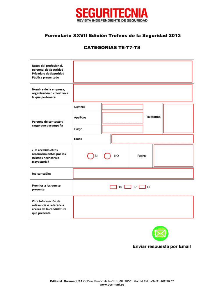 Formulario XXVII Edici n Trofeos de la Seguridad - Seguritecnia Vista previa en la página 1