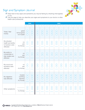 Fillable Online Sign and Symptom Journal - merckengagecom Fax Email ...