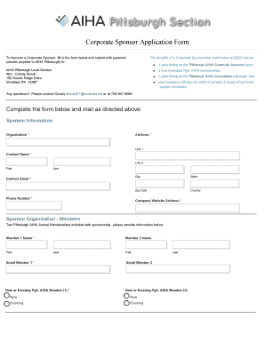 Corporate Sponsor Application Form - Pittsburgh Section AIHA - pittsburghaiha