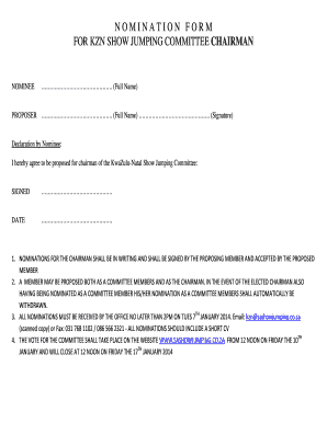 Advance parole timeline - Nomination Form KZN Showjumping Chairman 2013docdocx - sashowjumping co