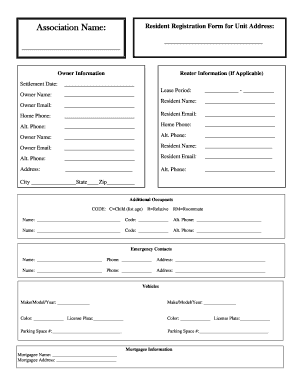 resident registration form