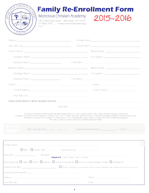 Family Re-Enrollment Form - Monclova Road Baptist Church - monclovabaptist