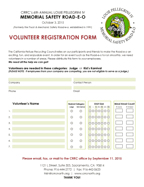 VOLUNTEER REGISTRATION FORM - crrcnorthorg