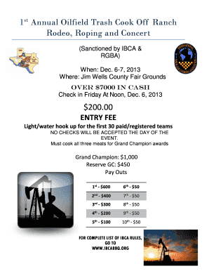 1st Annual Oilfield Trash 2013 ENTRY FORM NEW - ibcabbq