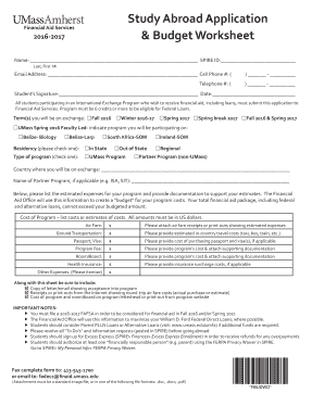 Study Abroad Application amp bBudget Worksheetb