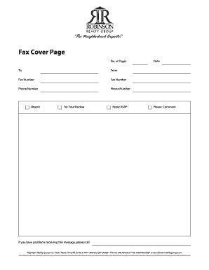 Fax cover sheet template - The Neighborhood Experts - Robinson Realty Group