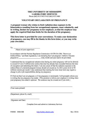 Voluntary Declaration of Pregnancy Form