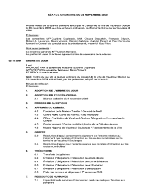 Proc s-verbal de la s ance du 23 novembre 2009 - Vaudreuil-Dorion - ville vaudreuil-dorion qc