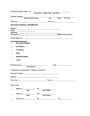 Request Word Format Form Records Medical