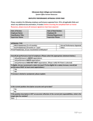 Appraisal form excel - EMPLOYEE PERFORMANCE APPRAISAL COVER PAGE