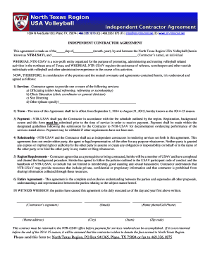 Independent Contractor Agreement - North Texas Region USA ... - ntrvolleyball