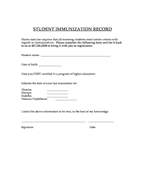 Student immunization record - Maine Media Workshops - mainemedia