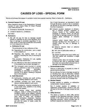 Fillable Online CAUSES OF LOSS - SPECIAL FORM - Business Catalyst Fax ...