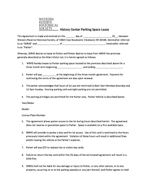 Parking space lease agreement - History Center Parking Space Leasedocx - wrhs