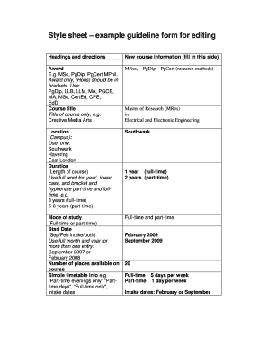 Fillable Online ecce3 lsbu ac Style sheet example guideline form for ...