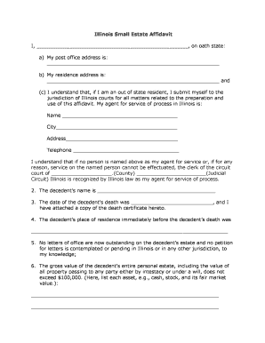 Small estate affidavit illinois template