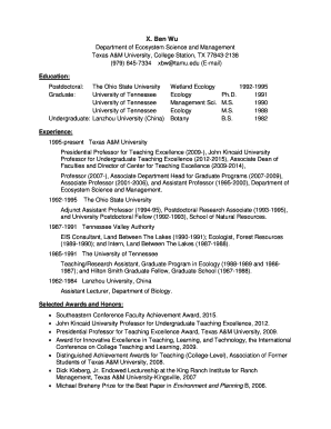 Resume format normal - Department of Ecosystem Science and Management - essm tamu