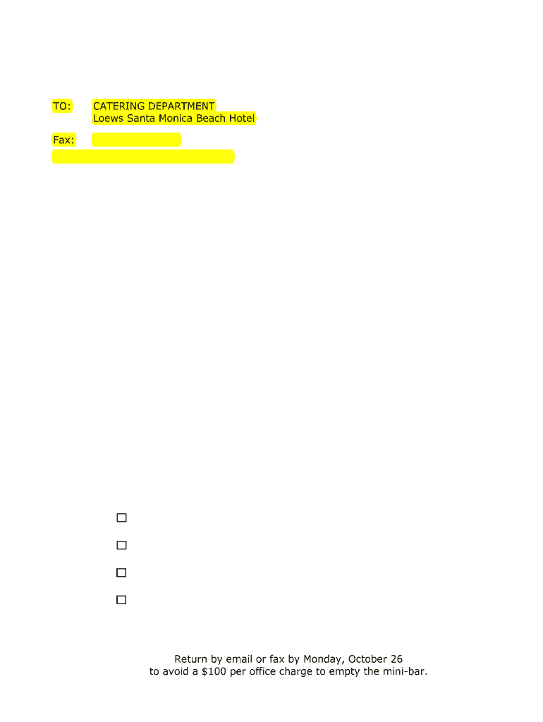 Fillable Online Loews Hotel Request to Empty MiniBar American Film Market Fax Email Print