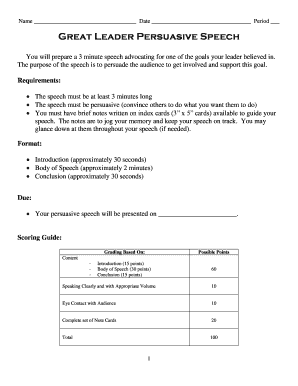 Persuasive speech example - Great Leader Persuasive Speech - Nuview Bridge Early