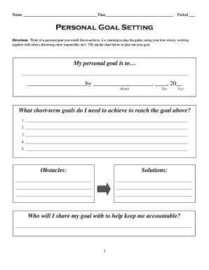 Myself format - Directions Think of a personal goal you would like to achieve