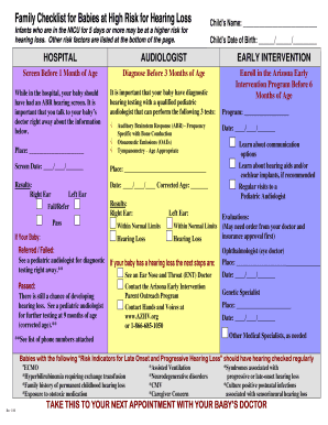 Family Checklist for Babies at High Risk for Hearing Loss - improveehdi