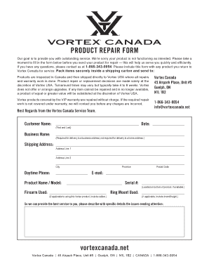 BWarrantyb Repair bFormb - Vortex Canada - vortexcanada