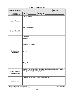 Teachers lesson plans examples