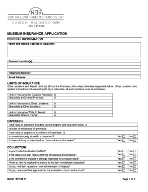 MUSEUM INSURANCE APPLICATION - bneisincbbcomb