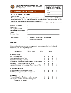 POST TRAINING REPORT - AQuinas University of Legazpi - aq edu