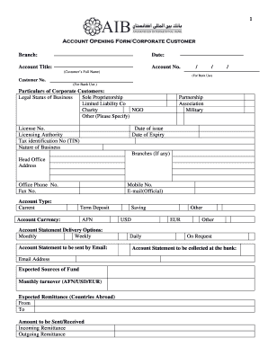 Account Opening Form English Corporate - bAIBb - aib