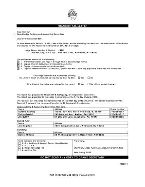 Sample transmittal letter deped - TRANSMITTAL LETTER - Greater Wildwood Elks Lodge 1896 - elks1896