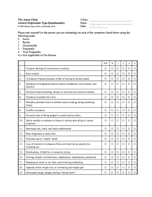 Fillable Online The Amen Clinic Client AnxietyDepression Type ...