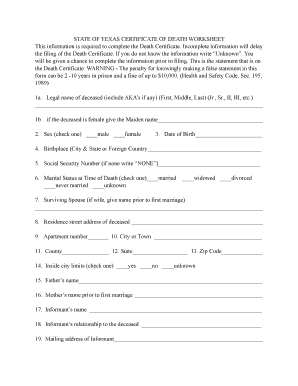 Death application - Death Certificate Worksheet - The Frugal Undertaker