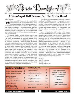 Oct09 newsletterband newsletter - Lake Braddock Band - lbband