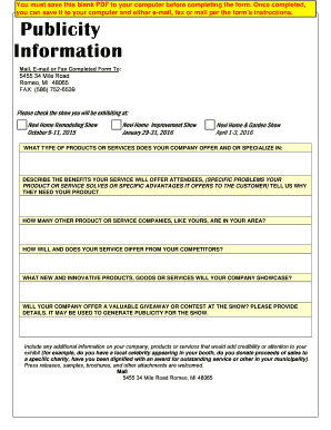 Novi Home Show Exhibitor Application