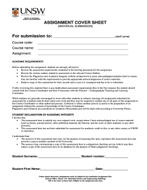Fillable Online materials unsw edu Assignment Cover Sheet - School of ...