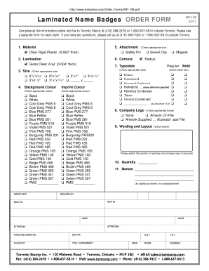 Certificate of recognition wording - Laminated Name Badges ORDER FORM WF-106 0211