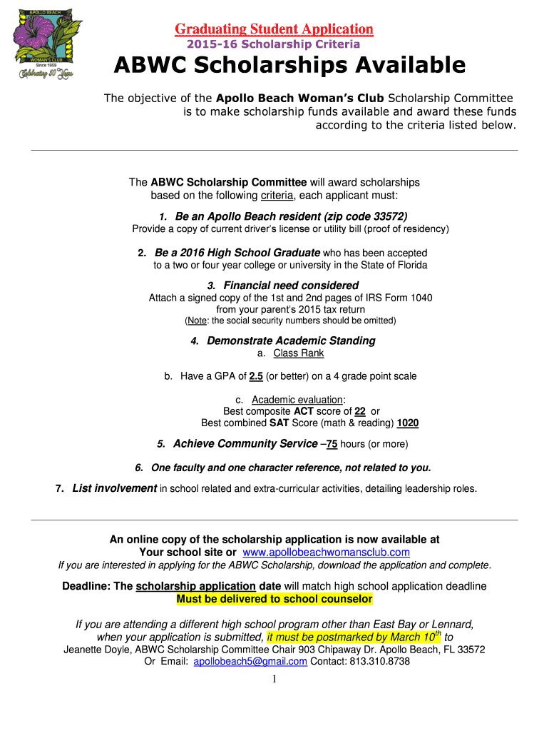 2015 16 Scholarship Criteria Abwc Scholarships Available