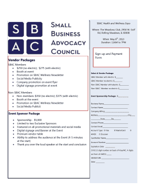 Fillable Online smallbusinessadvocacycouncil SBAC First Annual Health ...