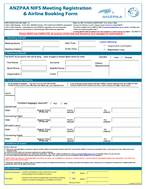 BANZPAAb NIFS Meeting Registration amp Airline Booking Form