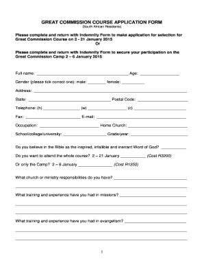 Member of board meaning - GREAT COMMISSION COURSE APPLICATION FORM (South African Residents) Please complete and return with Indemnity Form to make application for selection for - frontline org