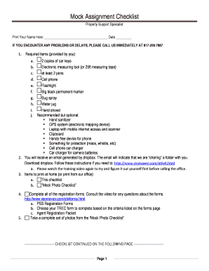 Fillable Online Mock Assignment Checklist Fax Email Print - pdfFiller