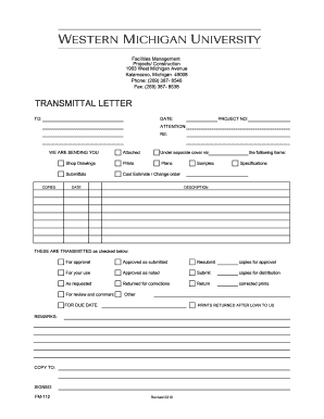 TRANSMITTAL LETTER - Western Michigan University