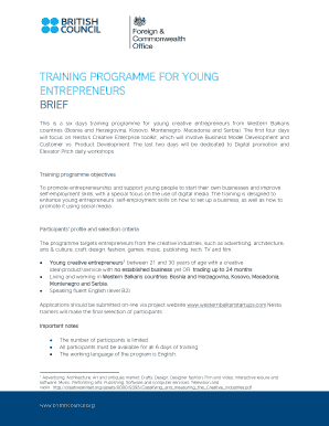 This is a six days training programme for young creative entrepreneurs from Western Balkans