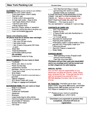 International packing list - Prague Packing List - bwvaccbborgb